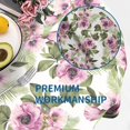 thumbnail image 5 of Summer Purple Peony Round Tablecloth 60 Inch Tropical Green Leaf Table Cloth Dust-Proof Washable Floral Flower Polyester Table Cover Rustic Farmhouse Tablecloth for Indoor Party Kitchen, 5 of 6