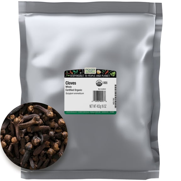 Frontier Co-op Certified Organic Whole Cloves, Hand Select, 16 oz. Bag