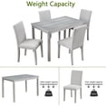 thumbnail image 5 of PORKISS Dining Table Set for 4, Solid Wood Dining Room Set with 1 Rectangular Table 4 Upholstered Chairs, Dinner Table with Padded Chairs for Home Kitchen, Gray, 5 of 11