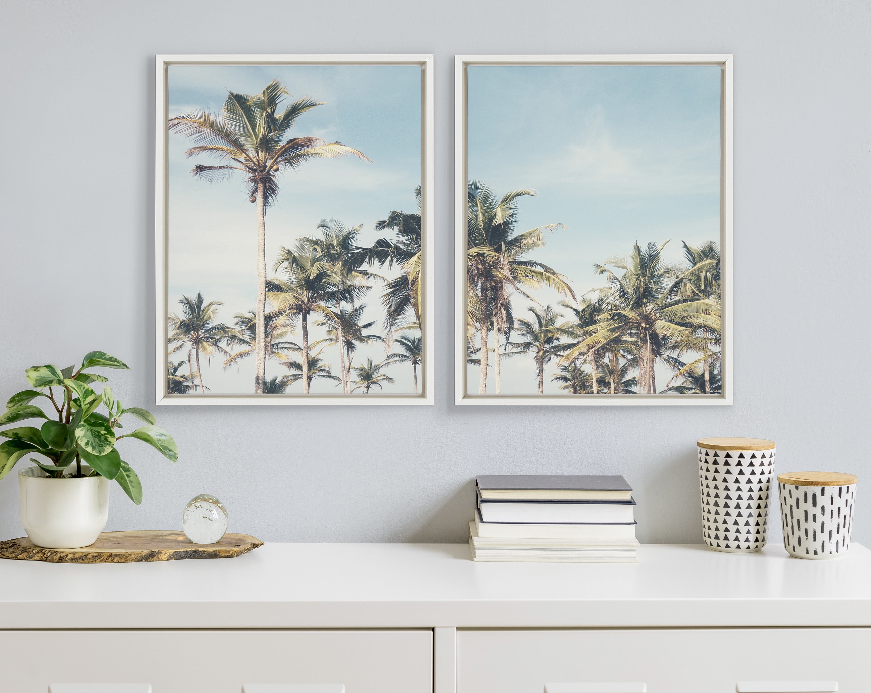 A Coconut Drink with Straw Sticking Out and Flowers on A Tropical Beach. | Large Solid-Faced Canvas Wall Art Print | Great Big Canvas