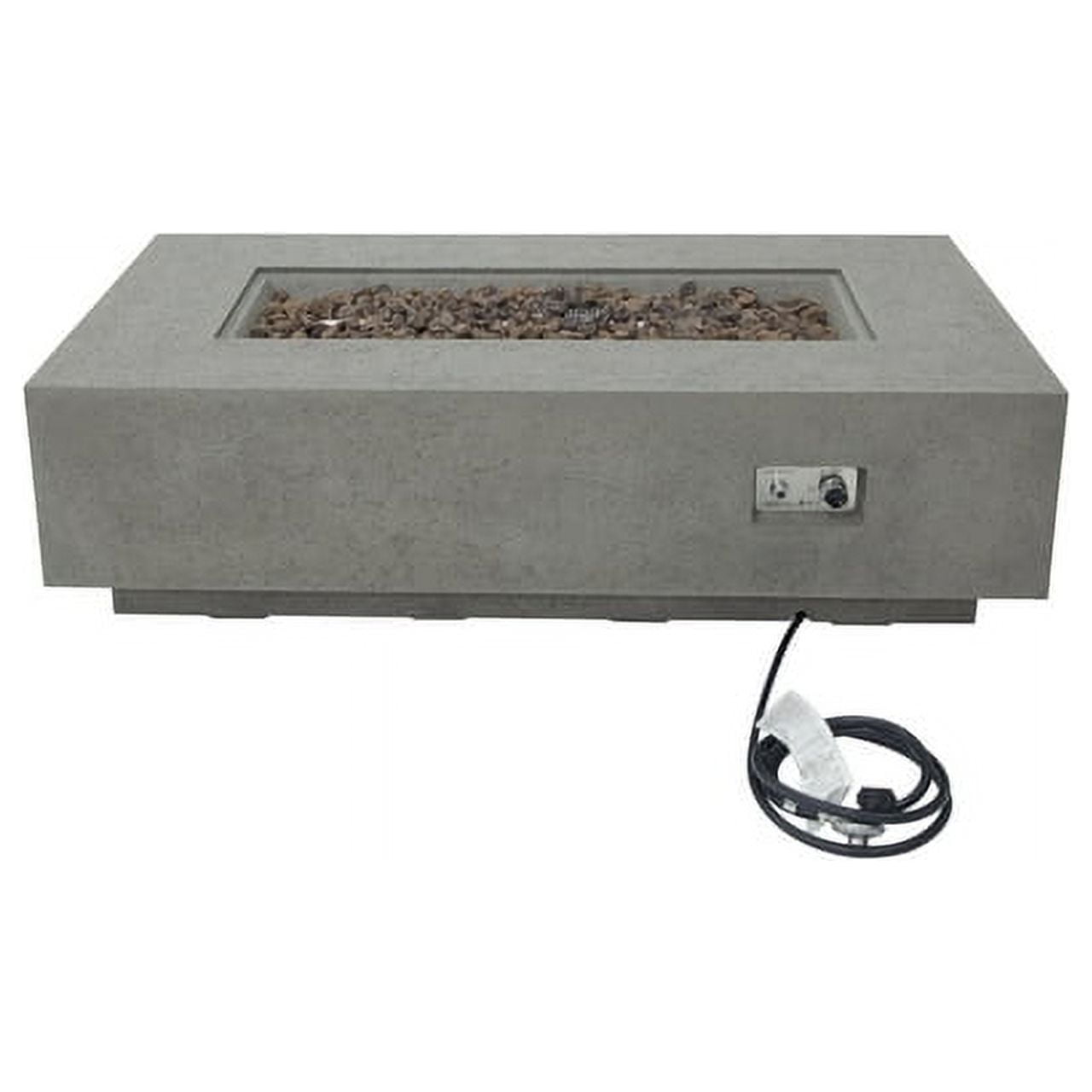 AMS Fireplace - Madison 60" Rectangular Natural Gas Fire Pit Table -Light Gray