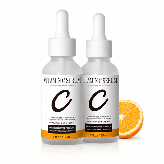 Grocerism 2-Pack 20% Vitamin C Facial Serum, Brightening Hydrating Skin Care, 1 fl oz Each