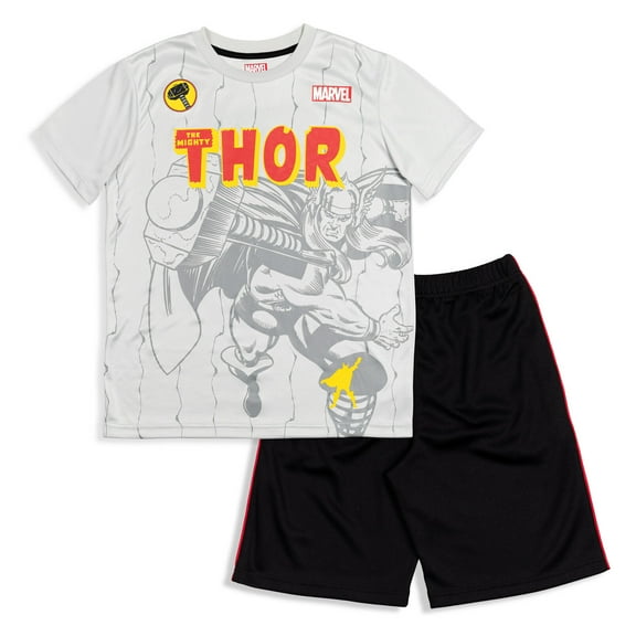 Marvel Avengers Thor Big Boys Graphic T-Shirt Mesh Shorts Set Gray/Black 10-12