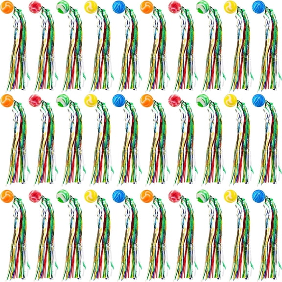 20 Pcs Bouncy Balls with Rainbow Streamers Bulk Carnival Bouncy Balls Rubber Comet Balls Ideal Parade Throws Party Gifts Easter Basket Goodie Bag Filler,Topboutique