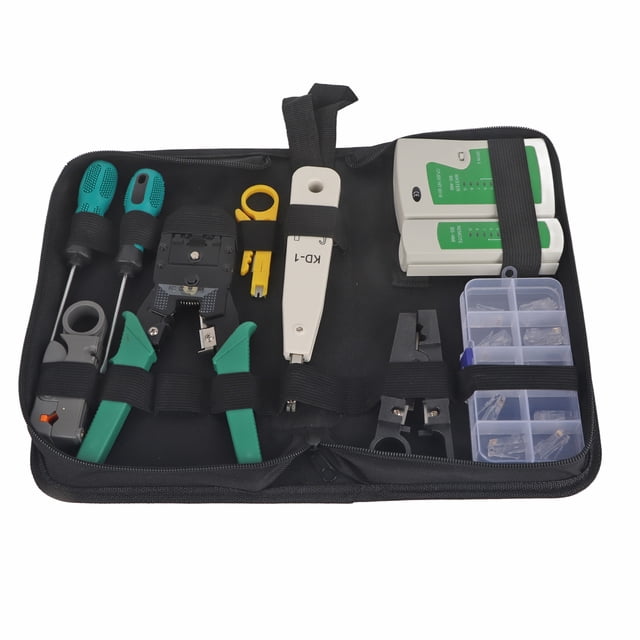 Kit de herramientas de servicio de red LAN Kit de probador de cables Kit combinado de 11 piezas para RJ11 RJ45
