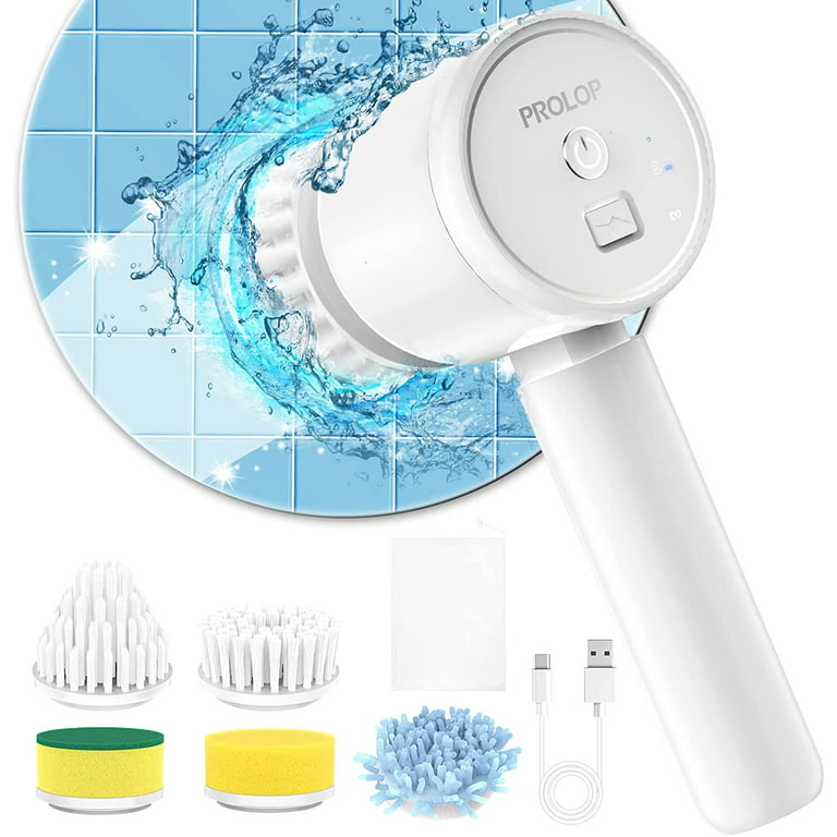 SEREE Electric Spin Scrubber Cordless Bathroom Cleaning Brush with  Adjustable Extension Arm, 5 Replaceable Cleaning Scrubber Brush Heads - Blue