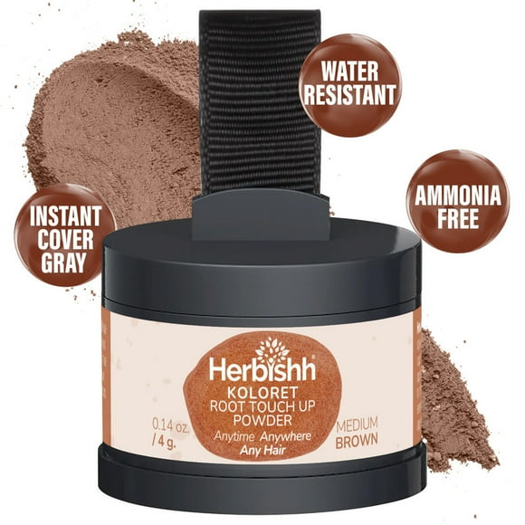 Koloret Root Touch Up Powder– Medium Brown Powder for Women & Men, Instant Root Cover Up for Gray Coverage, Hairline Concealer for Thinning Hair & Bald Spots, Water-Resistant & Smudge-Proof, 4g
