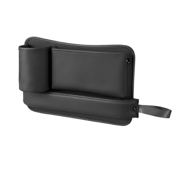 Left Side Car Interior Crevice Organizers With Phone Cup Holder PU Leather Black