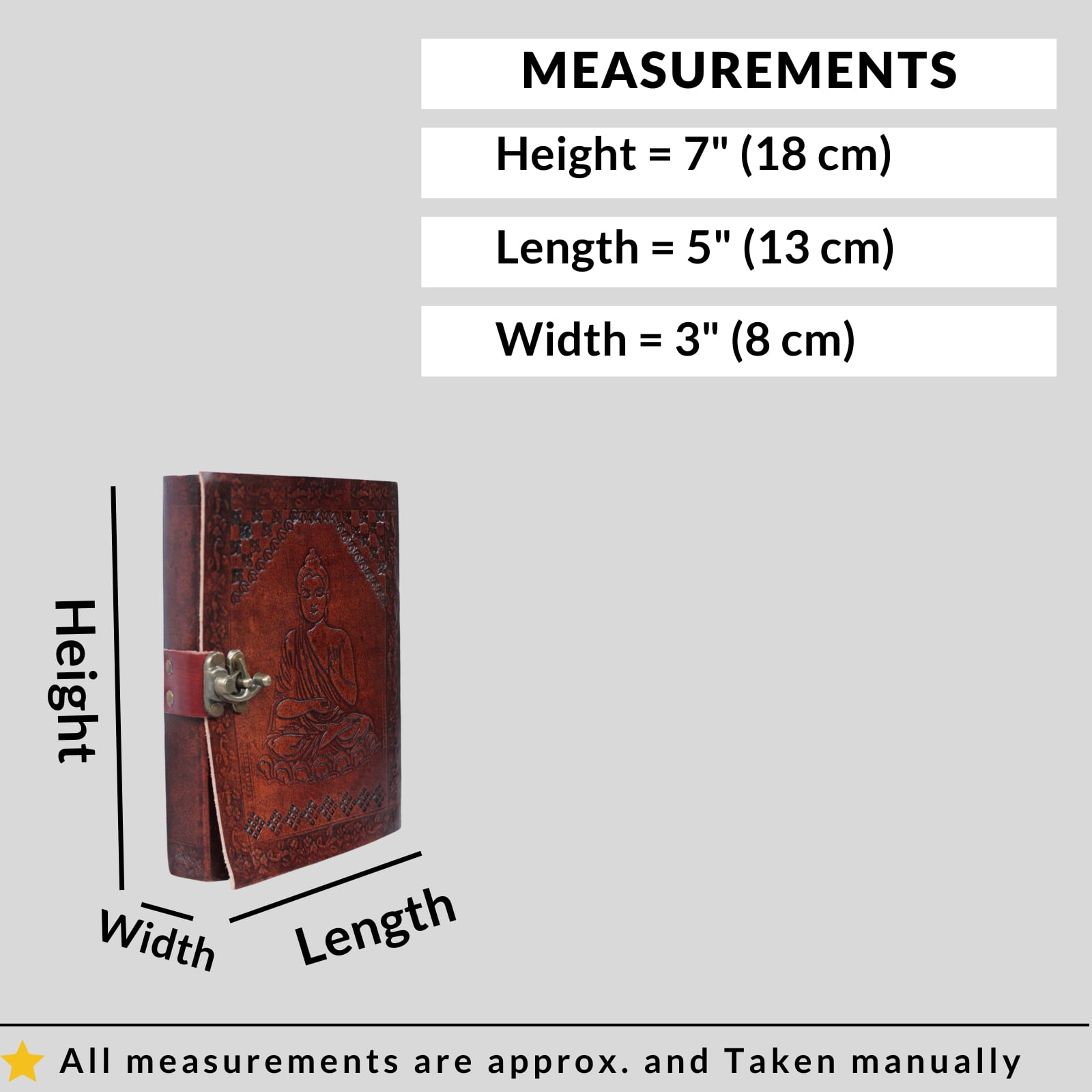 Buddha Embossed Handmade Leather Diary Bound Writing Journal Notebook Diary Notepad Unlined Paper Sketchbook Drawing Journal For Men & Women Blank Paper 7 X 5