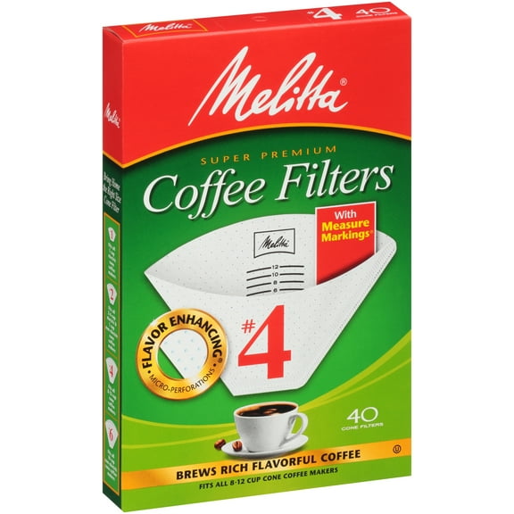 Melitta #4 White Cone Coffee Filters, 40 Ct