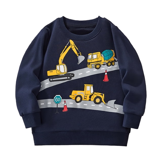 WUANDIXFA Chandail pour Garçons Chandail pour Tout-Petits Chandail à Imprimé pour Enfants Chandails à Capuchon à Enfiler pour Garçons Chandail à Enfiler Décontracté à Col Rond pour Enfants Imprimé Bleu, 4 Ans