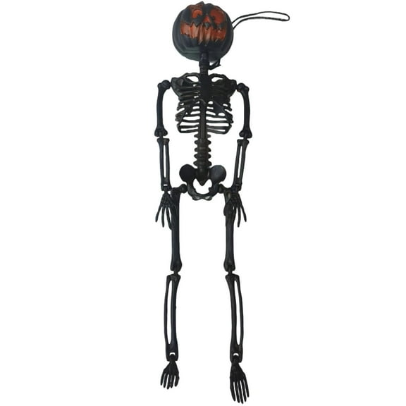 GiLiling Halloween Skeleton Pumpkin Head Hanging Decor​​ | Human Bone Display for Haunted House Porches, Gothic Entryway Scenes, and Spine-Chilling Atmosphere Enhancement, 17.7x4.7inches