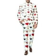 thumbnail image 6 of ZHOUCHANKIDS Mens Valentine's Day Two Piece Suit Set Featuring A Full Rose Print Design On Jacket And Pants White XXXL, 6 of 6