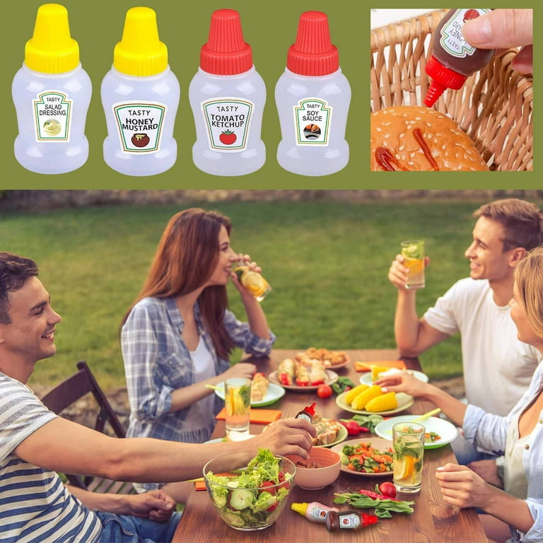 Wovilon Squeeze Bottle with Screw Cap, Portable Ketchup Salad Mayo Syrup  Dressing Containers Bottles Sauce Food Grade Thickened Tomato Subpackage  Outdoor Seasoning Jar Refillable Condiment 