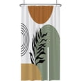 thumbnail image 3 of Boho Mid Century Shower Curtain Abstract Leaf Plant Botanical Tropical Palm Shower Curtain for Bathroom Hotel Bathtub Cubicle Living Room Decor Fabric Shower Curtain with Hooks 36x72 Inches, 3 of 6