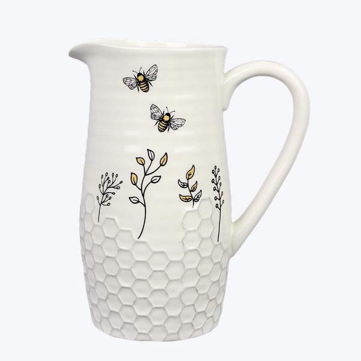 Youngs 11447 10 in. Honey Bee Ceramic Water Pitcher, Vase