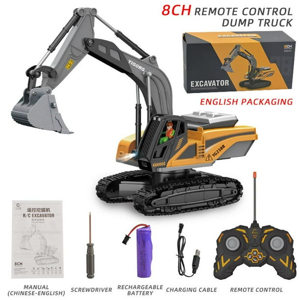 Vehículo de ingeniería de aleación, excavadora de Control remoto, excavadora, camión volquete, juguetes eléctricos para niños