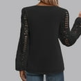 thumbnail image 4 of Besolor Long Sleeve Shirts for Women Lace Hollow out Tops Asymmetrical Neck Spring Fall Tunics Casual Loose Blouses, 4 of 7
