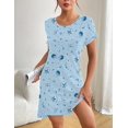 thumbnail image 5 of Ekouaer Womens Nightgown Short Sleeve Night Shirt Crewneck Printed Casual Sleepshirt, 5 of 6