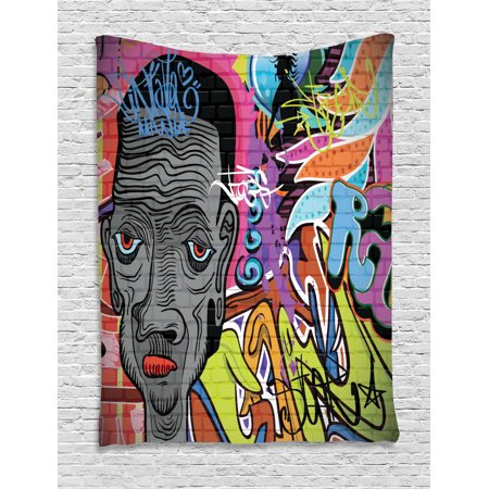 Urban Graffiti Tapestry Hip Hop Spirit Wall Paintings With Red