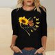 thumbnail image 5 of Tops de Cuello Redondo para las Mujeres Moda Impresa 3/4 Mangas Blusa Casual Top, Estante de Imitación, 5 of 5