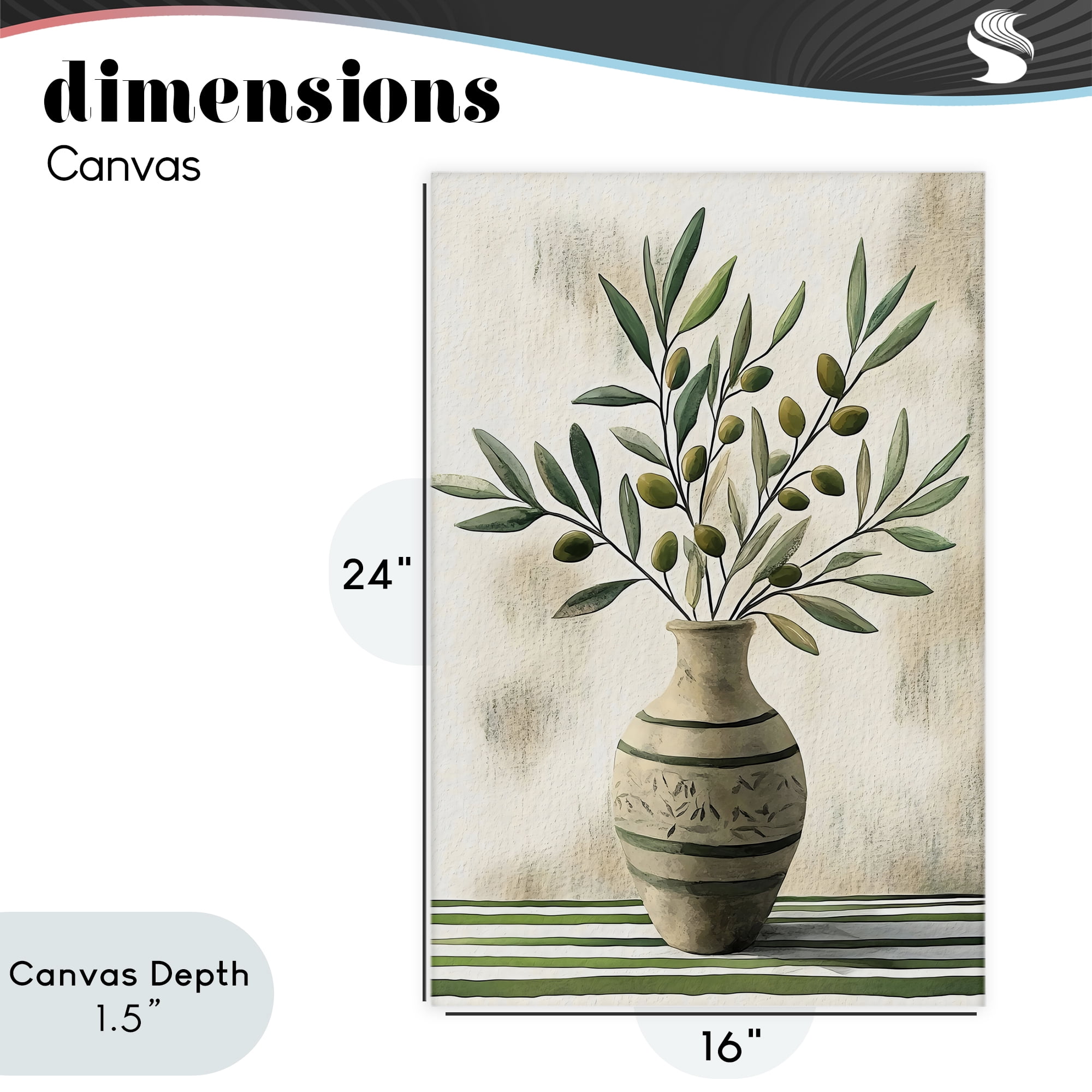 Stupell Industries Vase of Olive Branches Canvas Wall Art, design by Creative Studio