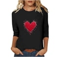 thumbnail image 2 of RKSTN Valentine's Day 3/4 Sleeve Tops for Women Oversized Crewneck Valentines Graphic Print Short Sleeve T Shirt Womens Casual Solid Round Neck Loose Comfy Three Quarter Sleeve Shirt Spring Clothes, 2 of 7