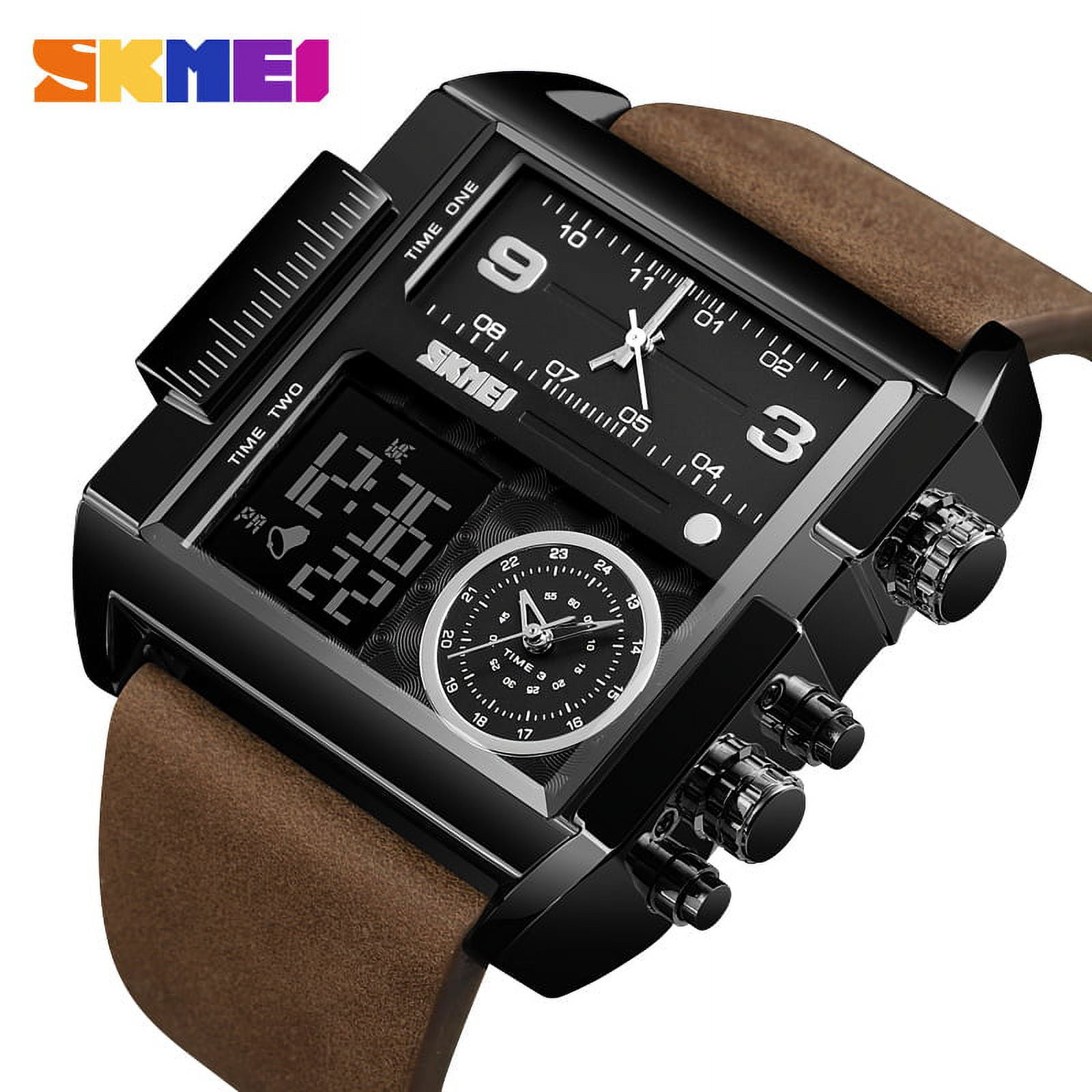 1pc Black TPU Strap Sporty Square Dial Digital Watch, For Daily Life