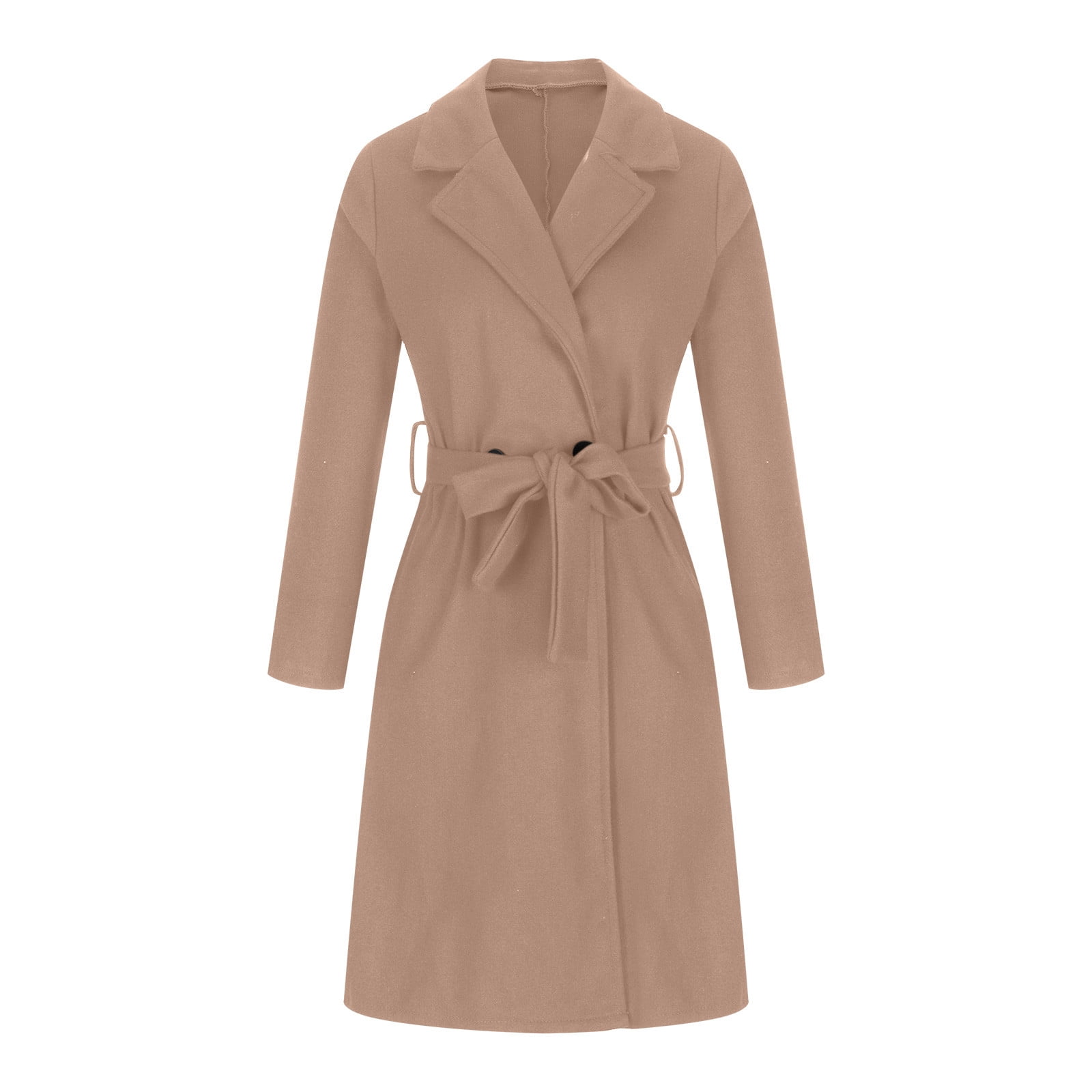 fartey Women Trench Coat Long Sleeve Pea Coat Open Front One 