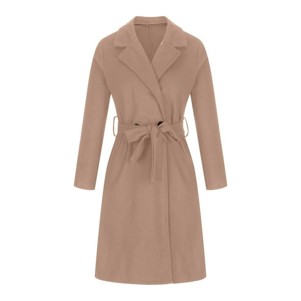 jsaierl Women Trench Coat Long Sleeve Pea Coat Open Front One