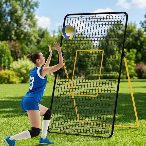 Gaderth Volleyball Rebounder Net With 5 Adjustable Fit Angles,Steel Frame Softball Baseball Rebounder,Rebounder Volleyball Bounce Back Net For Backyard Hitting Serving Passing Spike Practice