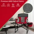 thumbnail image 5 of Barara King Camping Chair, Folding Beach Chair, Folding Camping Directors Chair with Cooler Bag and Side Table-Red, 5 of 6