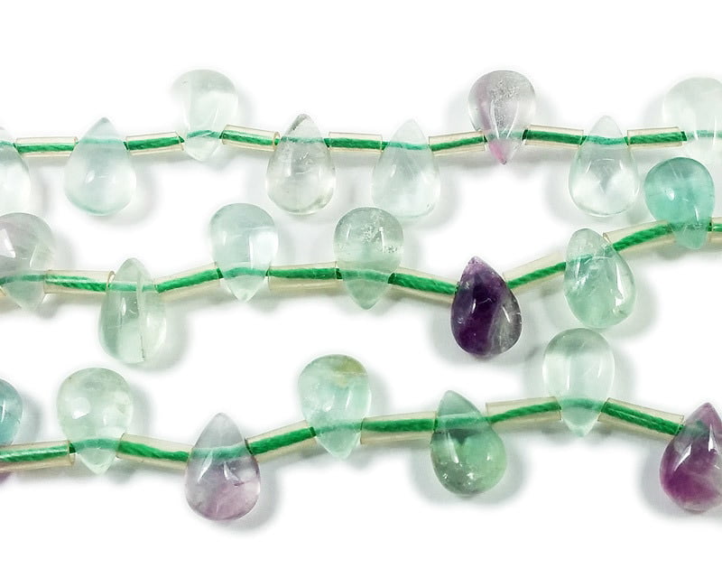 Natural Fluorite Beads Pear Fluorite 6 Inches Smooth Beads Fluorite Stone Beautiful Green Fluorite Beads