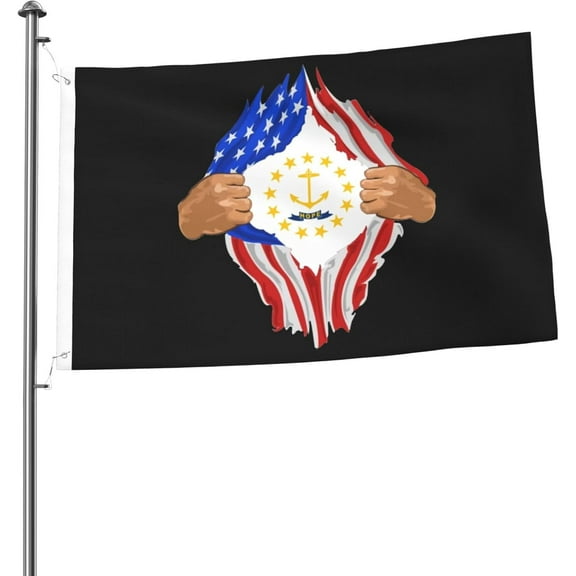 Hand Tear Flag Of Rhode Island Flag 2x3 Ft Double-Sided Durable Outdoor Decorative Banner Polyester Home Flags Yard Lawn Welcome Flag