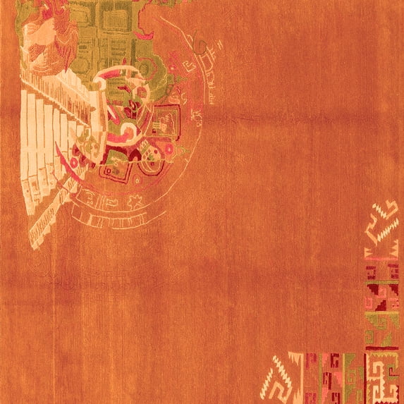 Ahgly Company Indoor Square Abstract Orange Modern Area Rugs, 6' Square