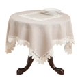 thumbnail image 1 of SARO 9212.T36S 36 in. Square Lace Trimmed Table Topper - Taupe, 1 of 1