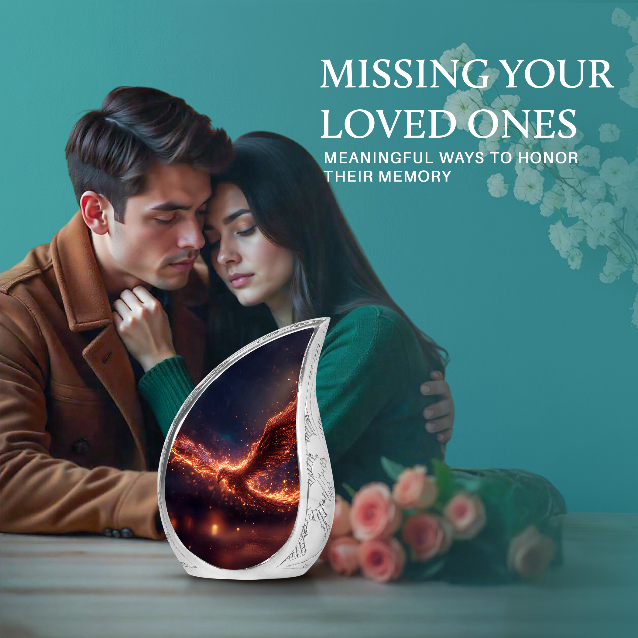 SABURIAL Phoenix Urn - Large Urns for Adult Human Ashes - Decorative Handcrafted Burial Urn for Female Ash - Cremation Urns for Human Remain s - Combo - 10 Inch Large & 3 Inch