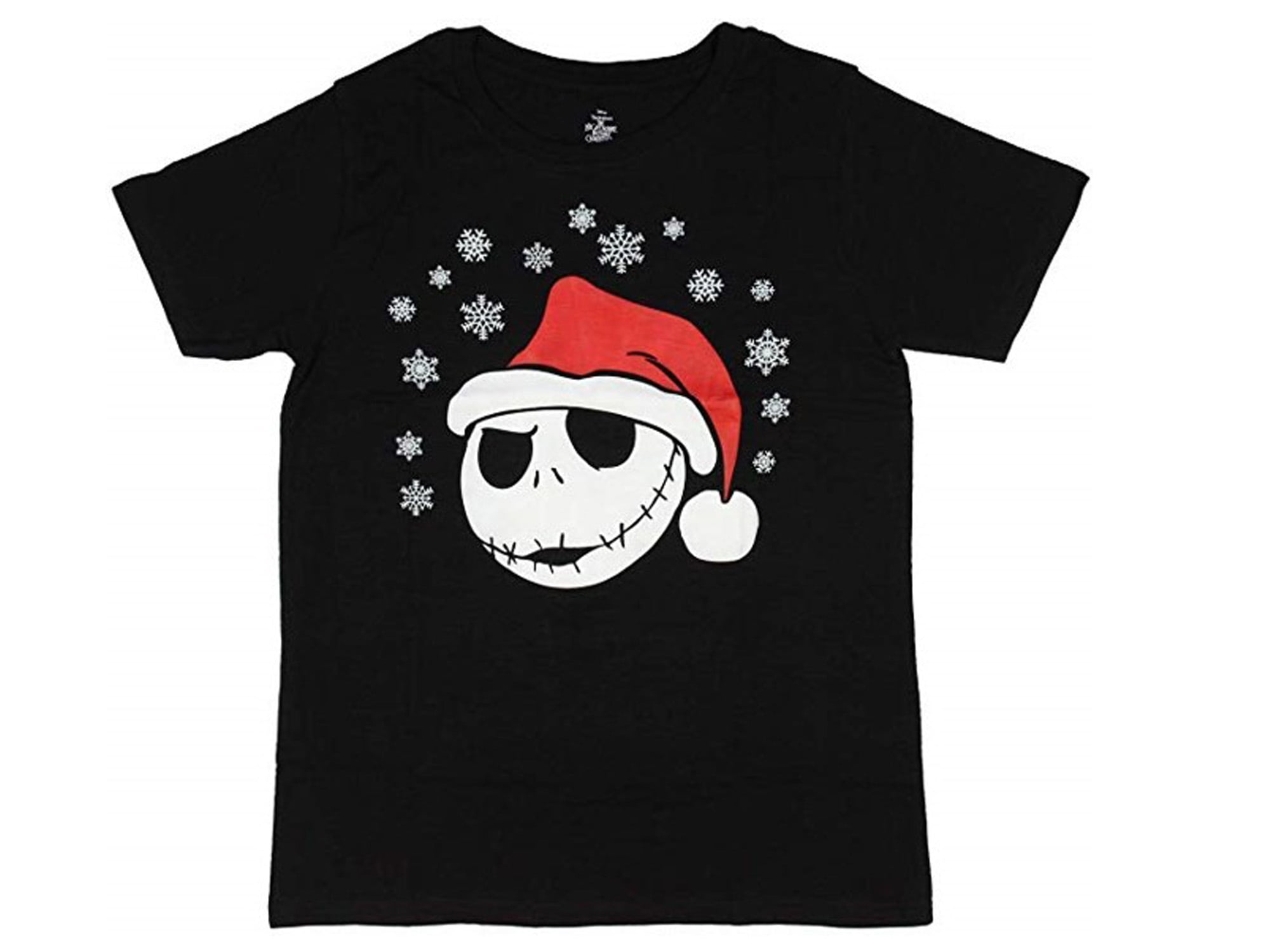 Nightmare Before Christmas Santa Hat Jack Skellington Face Junior Women's T-Shirt - Walmart.com