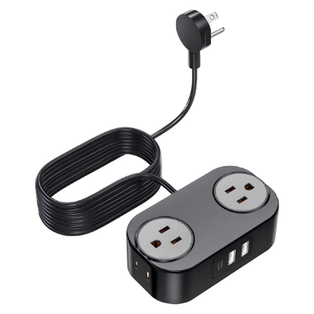 Nilvkv Travel Power Strip - 4 Outlets 3 USB Ports 4FT Wrapped Cord - Compact And Convenient