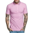 thumbnail image 3 of Sngxgn Short-Sleeve Classic Fit Mens Polo Shirt with and Polo Shirt(Pink,XXL), 3 of 8