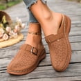 thumbnail image 2 of Rokment Women's Orthopedic Backless Sandals Beach Casual Buckles Closed Toe Arch Support Wedge Clogs Comfortable Platform Walking Mules Boho Retro Chunky Heels Dressy Slip on Slides Brown Size 8, 2 of 5