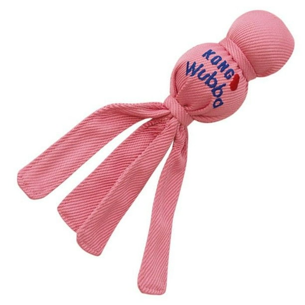 Puppy Wubbas Tough Nylon Dog Toy Durable Ball With Tail 8" Choose Pink