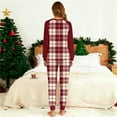 thumbnail image 5 of Womens Christmas Pajamas 2 Sets Long Sleeve Tops Checkered Stripes Xmas Graphic Pjs Round Neck Nightwear Soft Pjs Lounge Sleep Pants Two Pieces Sets with Pockets, 5 of 5