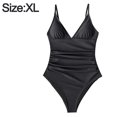 thumbnail image 2 of Traje de baño sexy de color sólido con escote en V profundo para mujer: traje de baño de una pieza con almohadilla para el pecho, traje de baño ajustado sin espalda para mujer, 2 of 5