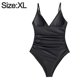 thumbnail image 2 of Traje de baño sexy de color sólido con escote en V profundo para mujer: traje de baño de una pieza con almohadilla para el pecho, traje de baño ajustado sin espalda para mujer, 2 of 5