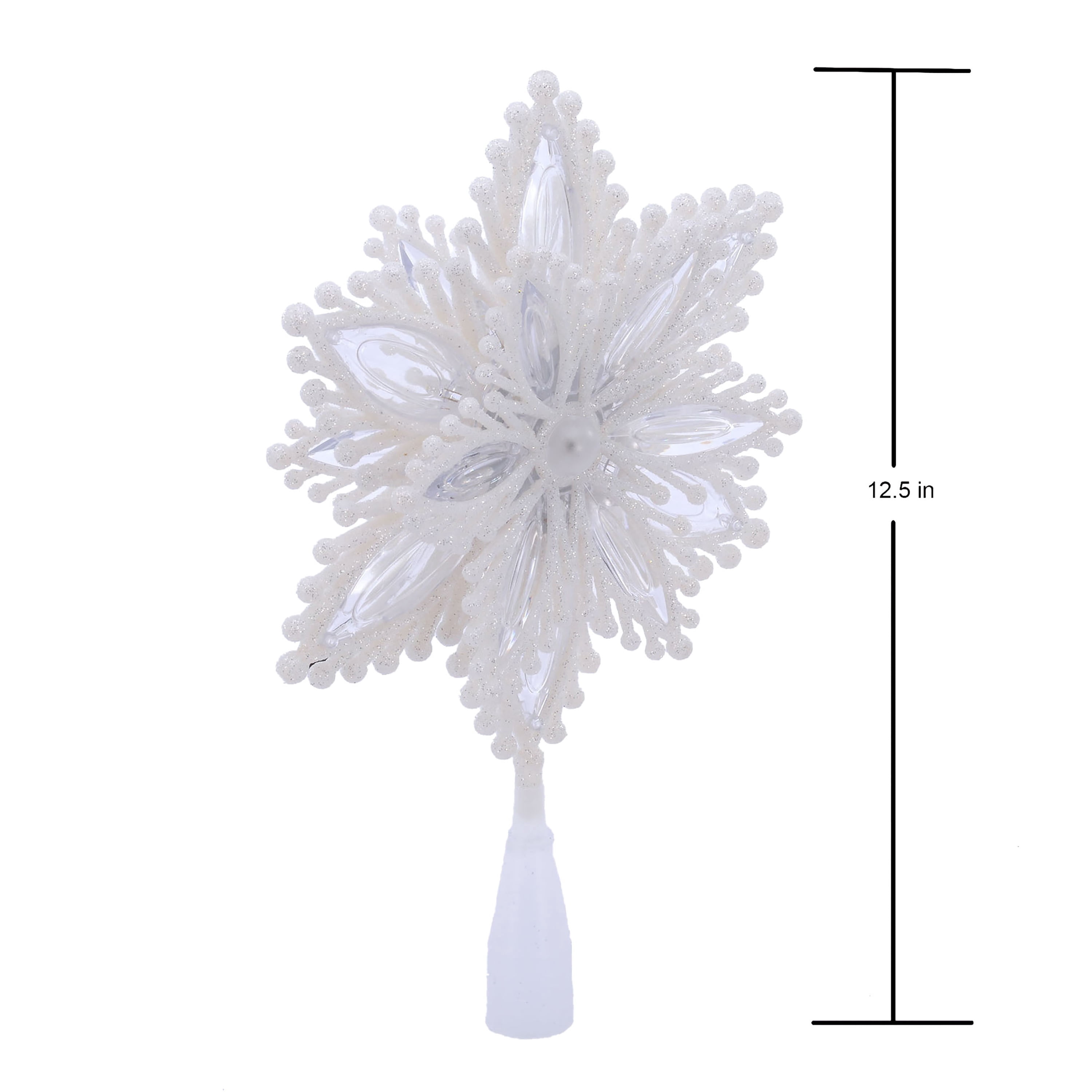LED Snowflake Christmas Tree Topper, White, 12.5", by Holiday Time
