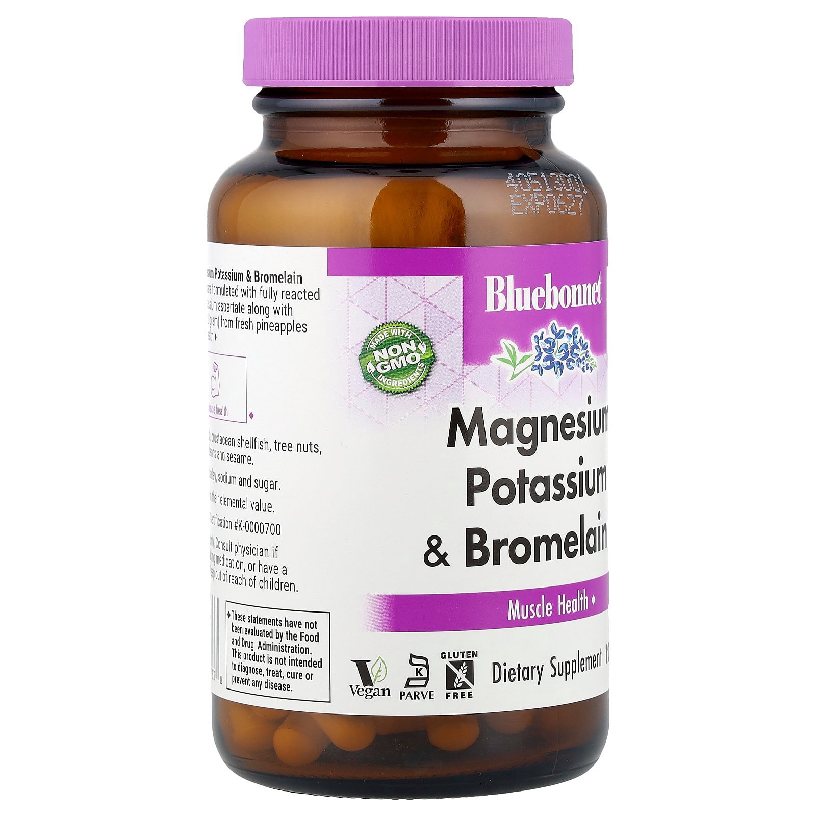 Bluebonnet Magnesium Potassium Plus Bromelain, 120 Ct