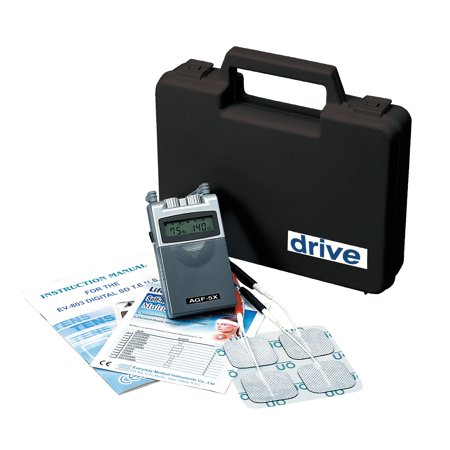 Drive Medical Portable Digital Dual Channel 5 Mode TENS Unit with Carrying Case and Electrodes