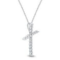 thumbnail image 3 of AFFY Round Cut White Natural Diamond Cross Pendant Necklace In 14k White Gold, 3 of 6