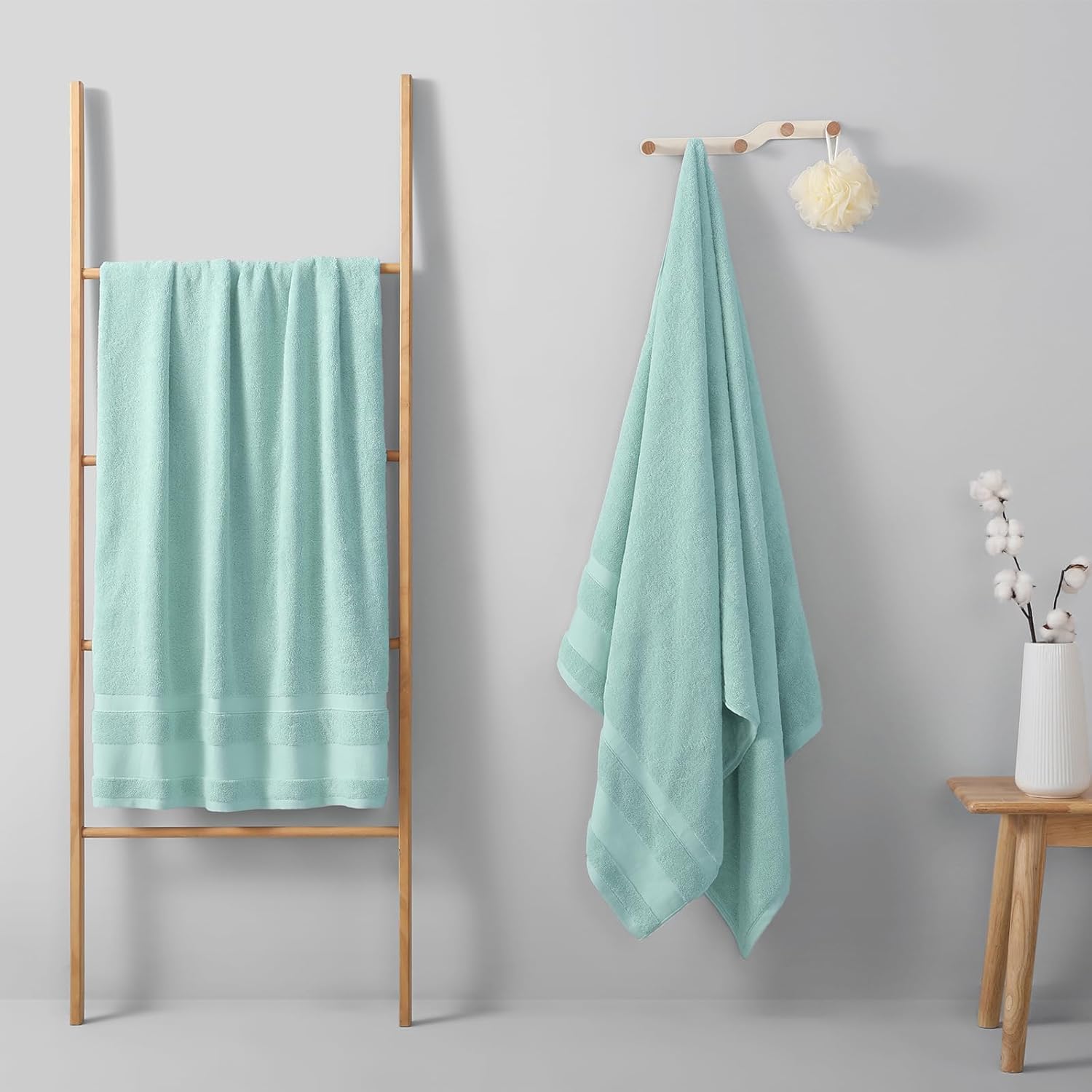 2-Piece 800GSM Oversized Cotton Bath Towels, 35x70in, Quick Dry, Ultra Soft, Super Absorbent, Grey